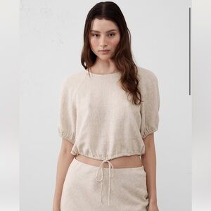 NWT Banana Republic LINEN-BLEND TIE-HEM TOP